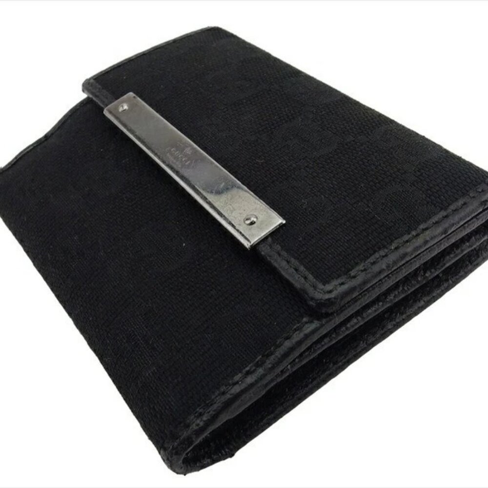 GUCCI Bifold Wallet Black Silver Women 112716 Authentic secondhand